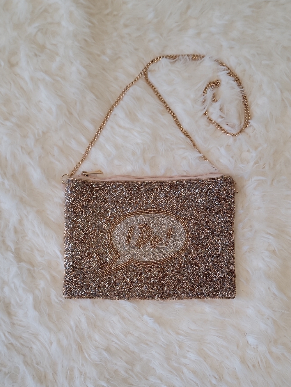 Bridal Shower Beaded Gold Evening Crossbody Bag
